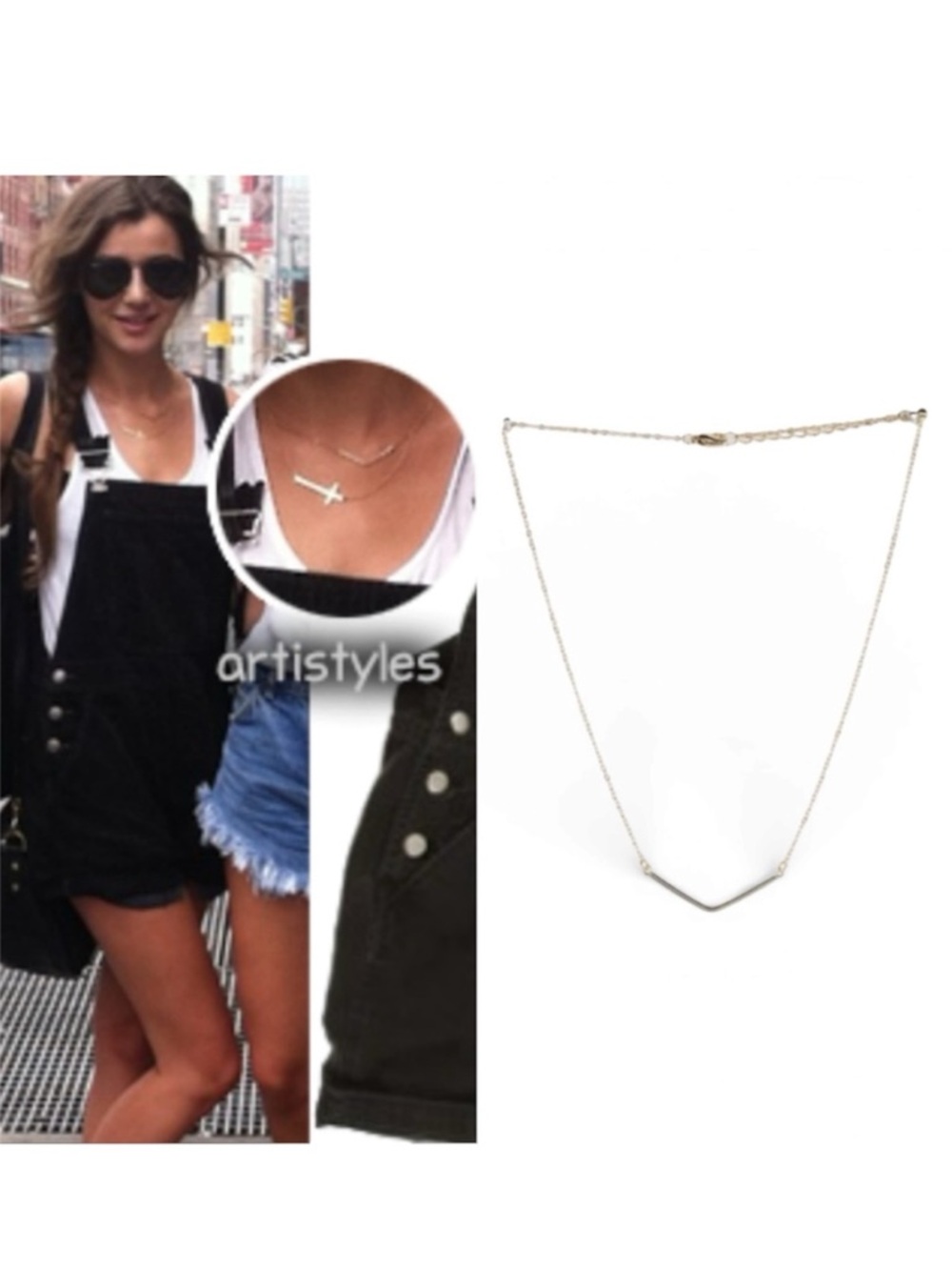 Urban Outfitters Delicate V Necklace - ASO as seen on Eleanor Calder in 2013